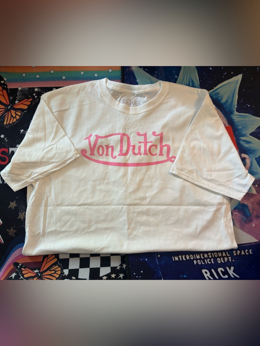 Von Dutch White Tee with Pink Logo